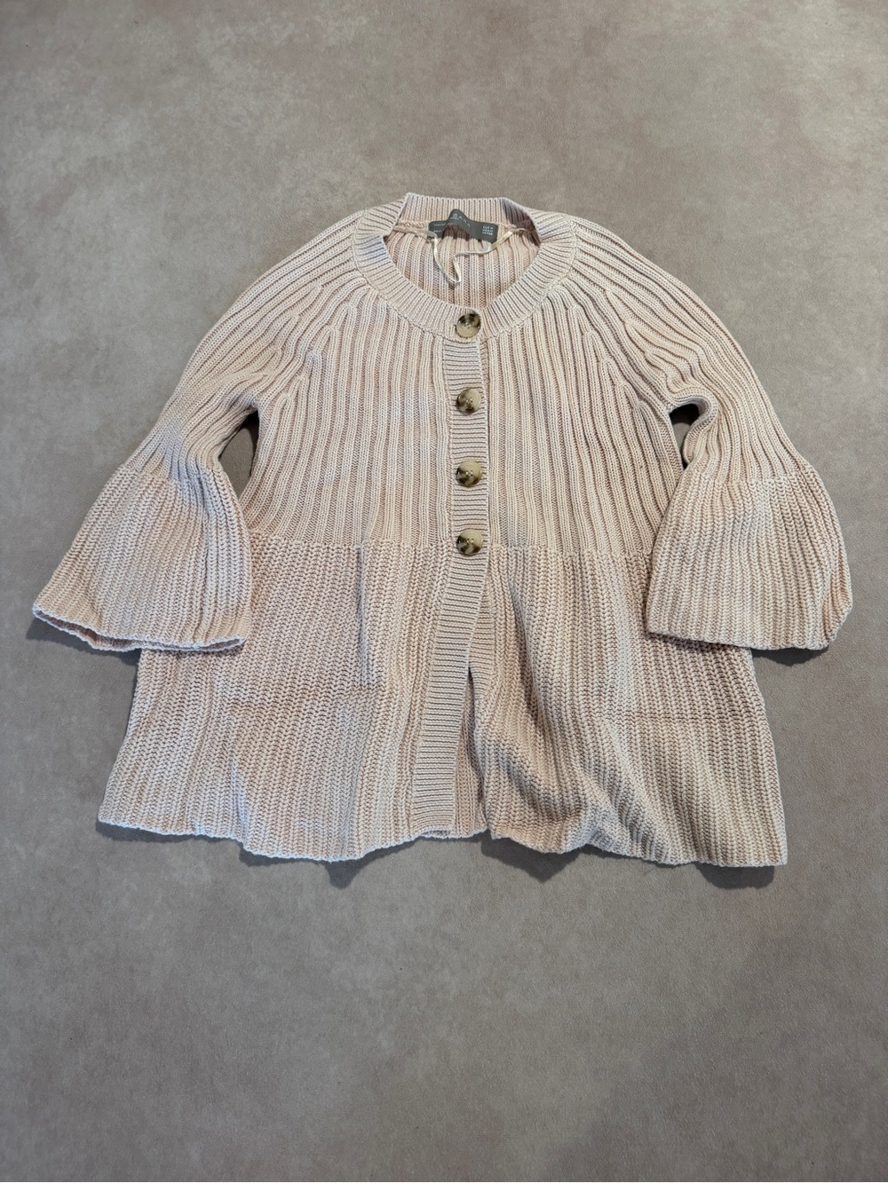 Zara Cream Blush Pink Knit Button-Front Cardigan • size medium